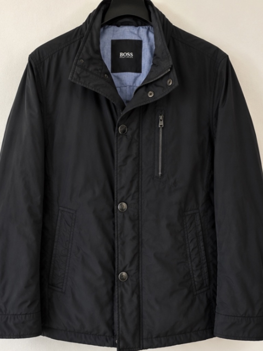 BOSS Hugo Boss Black Technical Field Jacket Blue Lined Men's Designer Coat LARGE